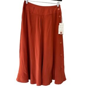 NWT spenser jeremy vtg Deadstock Cinnamon Silk Button Front Midi Skirt Size 10